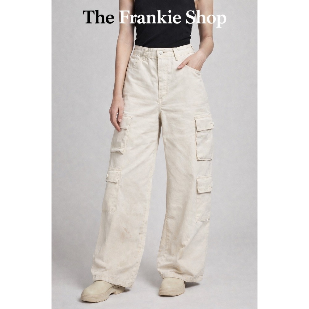 The Frankie Shop Cargo Pants Wide Leg Utility Cotton Sz M Heavily Stained As Is